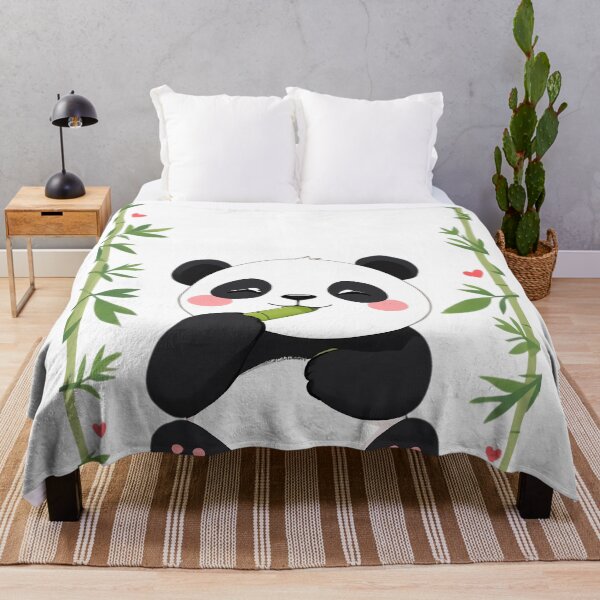 Item preview, Adorable Panda Eating Bamboo Cartoon Design with Heart Border designed and sold by WhiteDoveArt.
