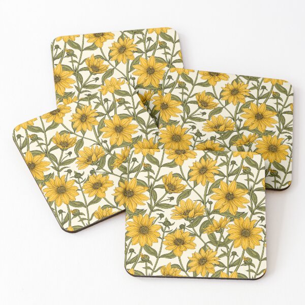 Item preview, Sunroot, wild sunflower in yellow, green and off white designed and sold by Katerina Mitkova Kirilova.