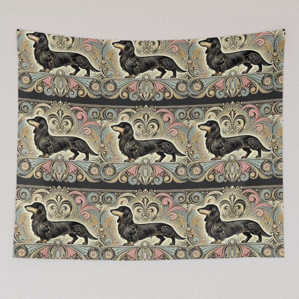 Item preview, art nuoveau dachshund designed and sold by ClumsyClouds.