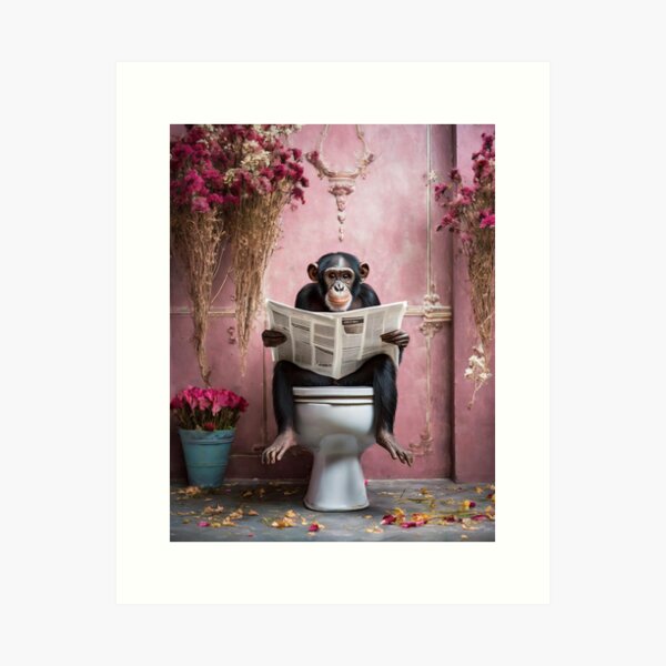 Aperçu de l'œuvre un singe sur les toilettes créée et vendue par MartinMol.