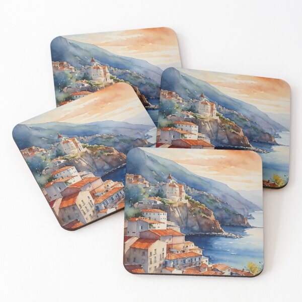 Item preview, Mediterranean Cliffside Village at Sunset designed and sold by Vitalka-uk.