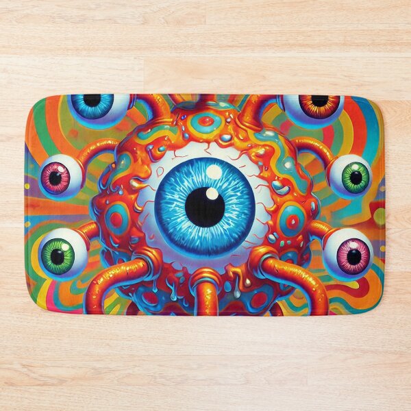 Item preview, Retro Beholder Attacking the City | Vintage Monster Art Print designed and sold by PlasticAuto.