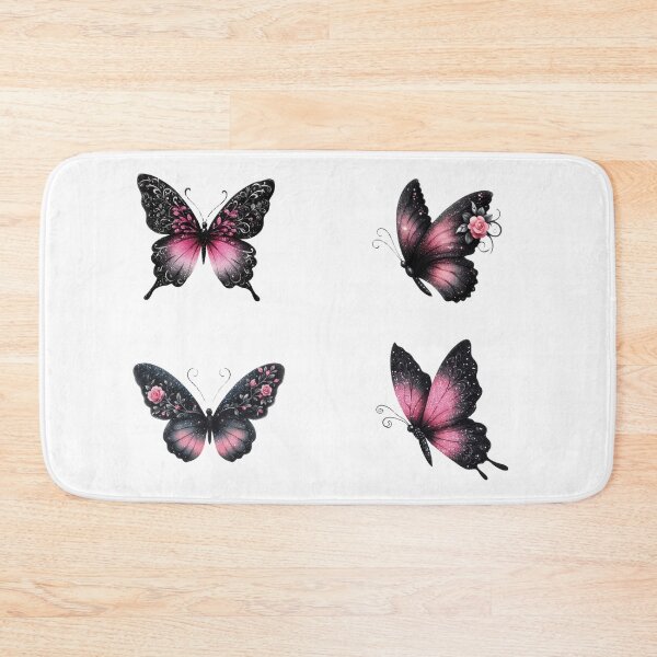 Item preview, Pink and black butterfly set designed and sold by EmeraldeaArt.