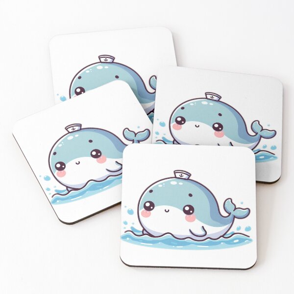 Artikelvorschau, Kawaii Wal mit Matrosenmütze | Süßes Babywal-Meerestier entworfen und verkauft von istoriadesign.