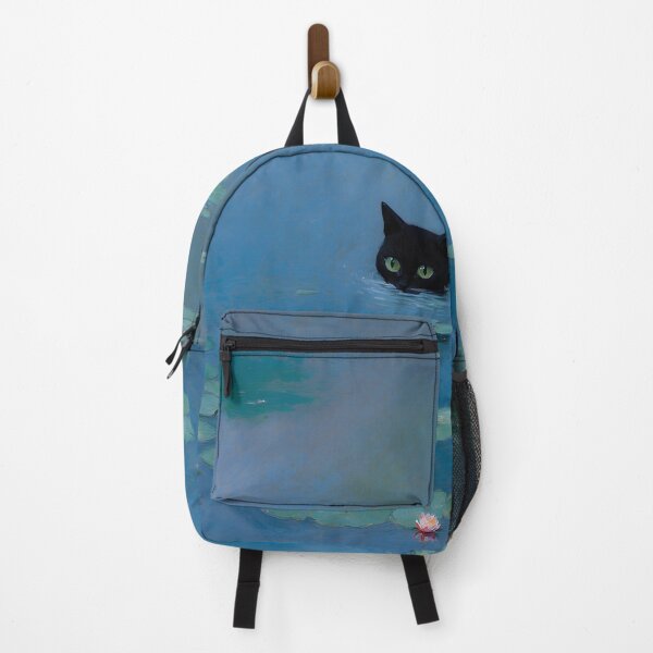 Item preview, Black Cat in Water Lilies designed and sold by darkgothicart.