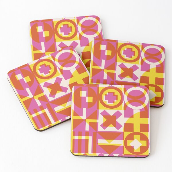 Item preview, Modern Art Geometric Block Print Pattern Pinks and Yellows designed and sold by LetMeTellYouWhy.