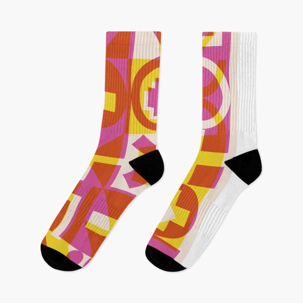 Item preview, Modern Art Geometric Block Print Pattern Pinks and Yellows designed and sold by LetMeTellYouWhy.