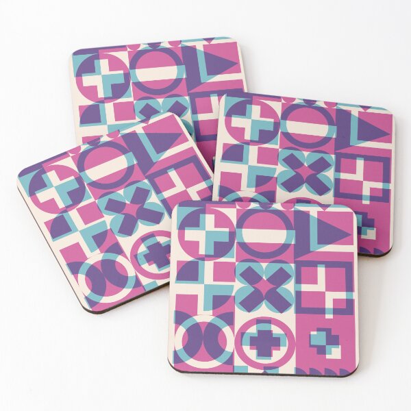 Item preview, Modern Art Geometric Block Print Pattern Blues and Purples designed and sold by LetMeTellYouWhy.
