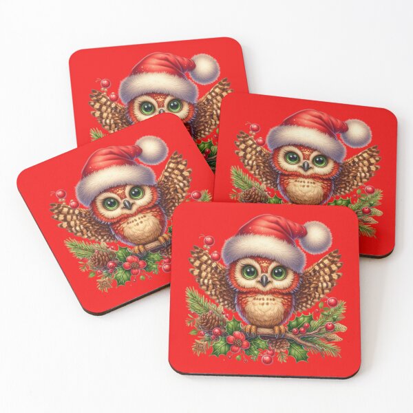 Item preview, Cute christmas owl wearing santa`s hat designed and sold by LoneAngel.