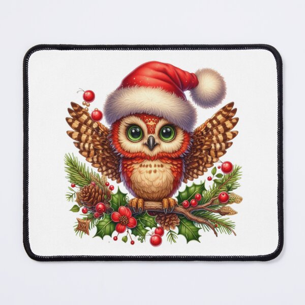 Item preview, Cute christmas owl wearing santa`s hat designed and sold by LoneAngel.