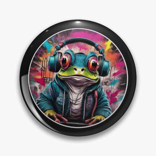 Item preview, Graffitti Frog in Headphones designed and sold by Boxing Kangaroo Retail Company.