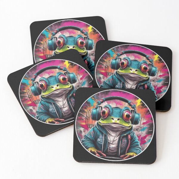 Item preview, Graffitti Frog in Headphones designed and sold by Boxing Kangaroo Retail Company.