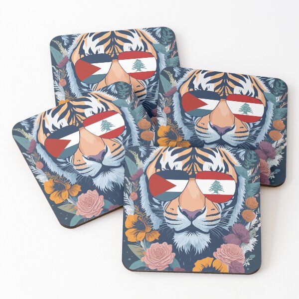 Item preview, Palestine and Lebanon Flags Tiger designed and sold by Mo5tar.