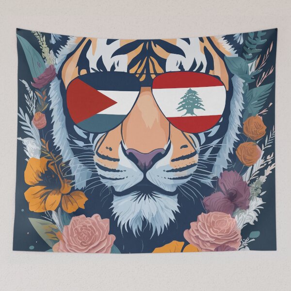Item preview, Palestine and Lebanon Flags Tiger designed and sold by Mo5tar.