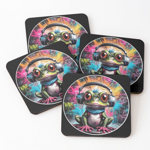 Item preview, Graffitti Frog in Headphones designed and sold by Boxing Kangaroo Retail Company.