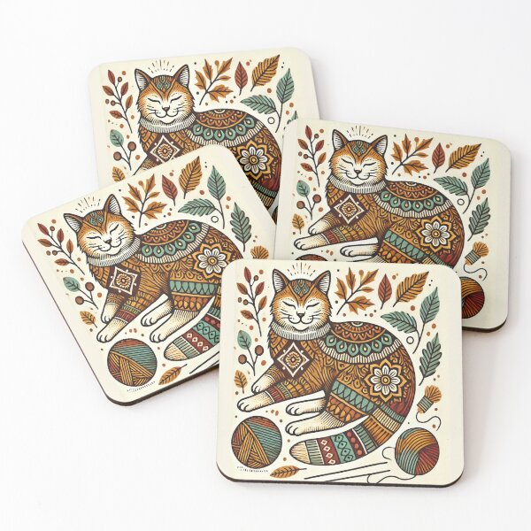 Item preview, Boho Cat Tattoo Design - Cozy Fall-Inspired Art designed and sold by DEEPDesignsART.
