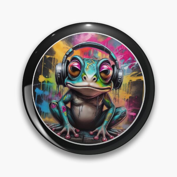 Item preview, Graffitti Frog in Headphones designed and sold by Boxing Kangaroo Retail Company.
