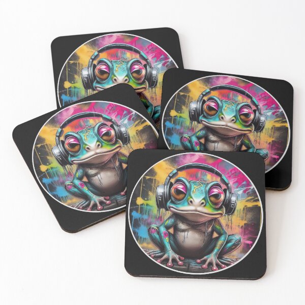 Item preview, Graffitti Frog in Headphones designed and sold by Boxing Kangaroo Retail Company.