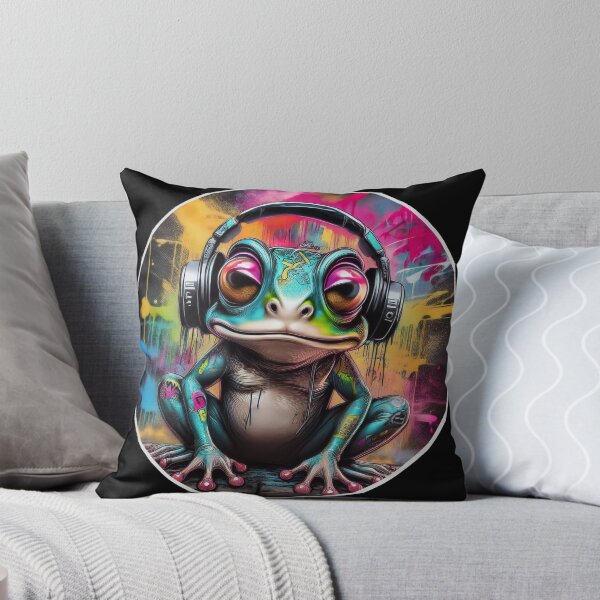 Item preview, Graffitti Frog in Headphones designed and sold by Boxing Kangaroo Retail Company.