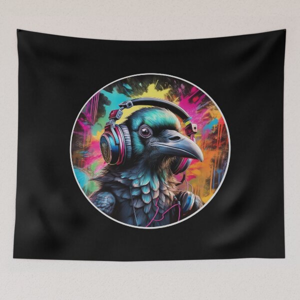 Item preview, Graffitti Raven in Headphones designed and sold by Boxing Kangaroo Retail Company.