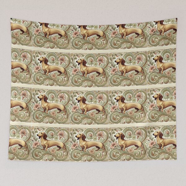 Item preview, Dachshund in a garden designed and sold by ClumsyClouds.