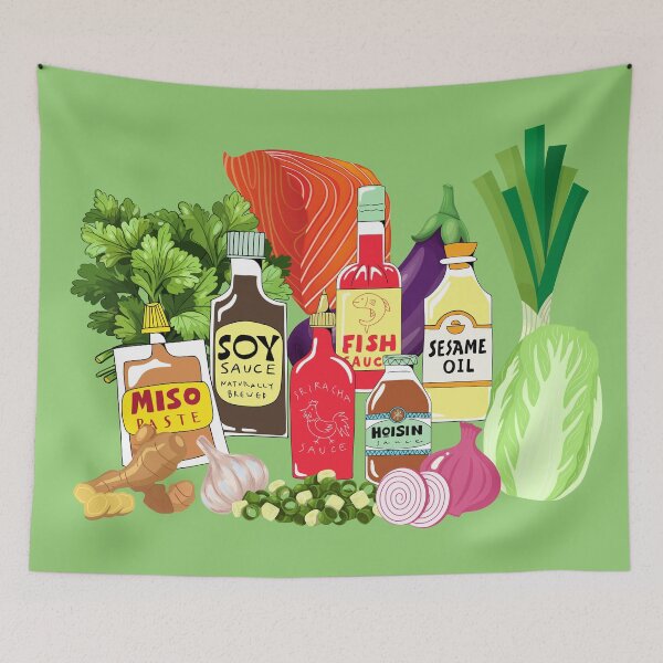 Item preview, Asian Sauces and Ingredients Pattern | Foodie Design designed and sold by TasteOk.