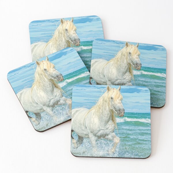 Item preview, White Stallion Trotting in the Sea designed and sold by HelkoryoArt.