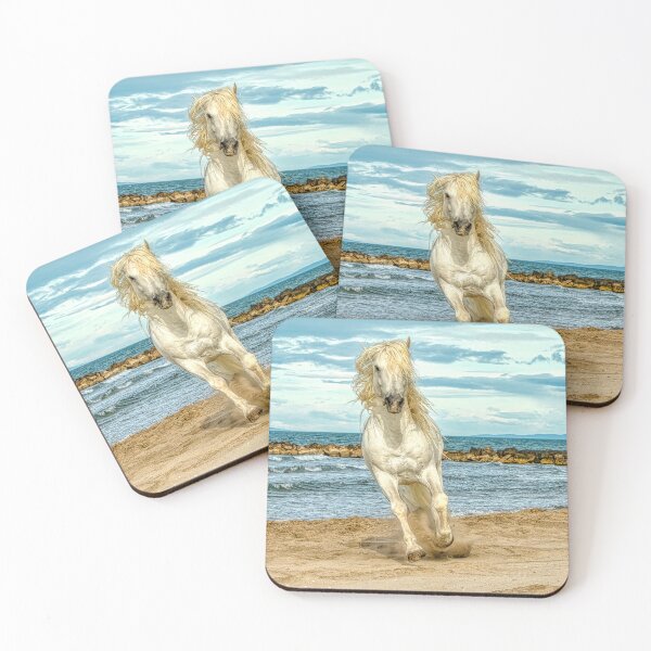 Item preview, White Stallion Cantering on the beach designed and sold by HelkoryoArt.