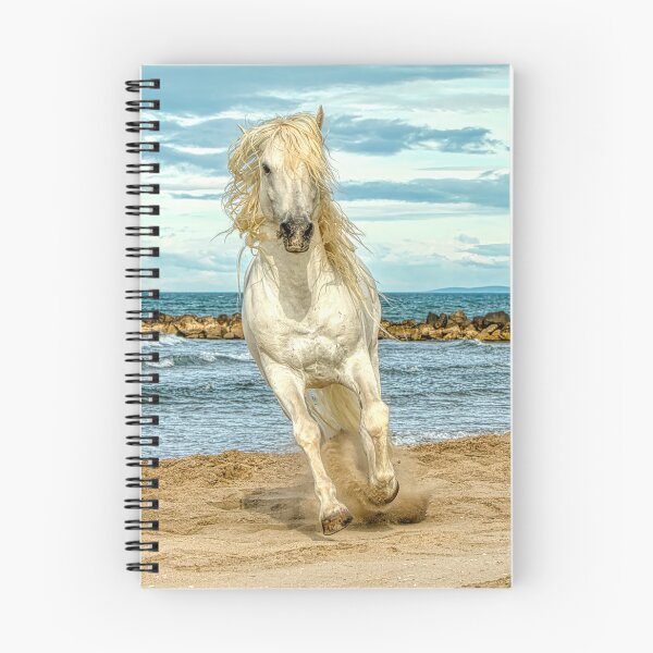 Item preview, White Stallion Cantering on the beach designed and sold by HelkoryoArt.