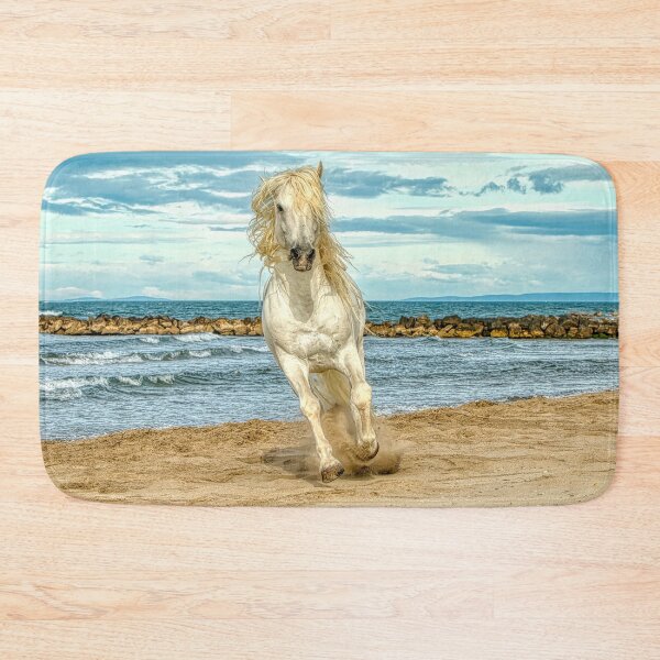 Item preview, White Stallion Cantering on the beach designed and sold by HelkoryoArt.