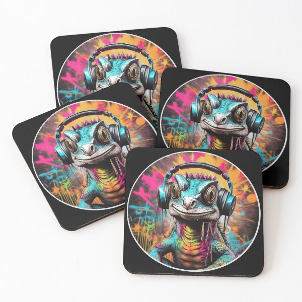 Item preview, Funny Lizard in Headphones designed and sold by Boxing Kangaroo Retail Company.