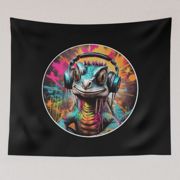 Item preview, Funny Lizard in Headphones designed and sold by Boxing Kangaroo Retail Company.