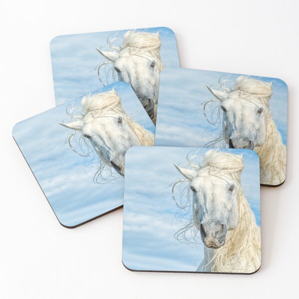 Item preview, Wild White Stallion headshot portrait designed and sold by HelkoryoArt.
