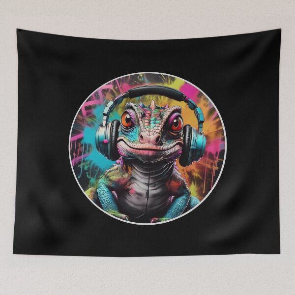 Item preview, Funny Lizard in Headphones designed and sold by Boxing Kangaroo Retail Company.