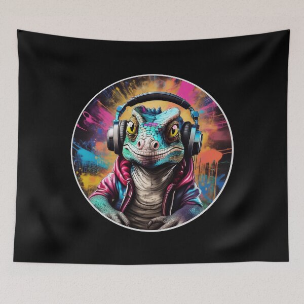 Item preview, Funny Lizard in Headphones designed and sold by Boxing Kangaroo Retail Company.