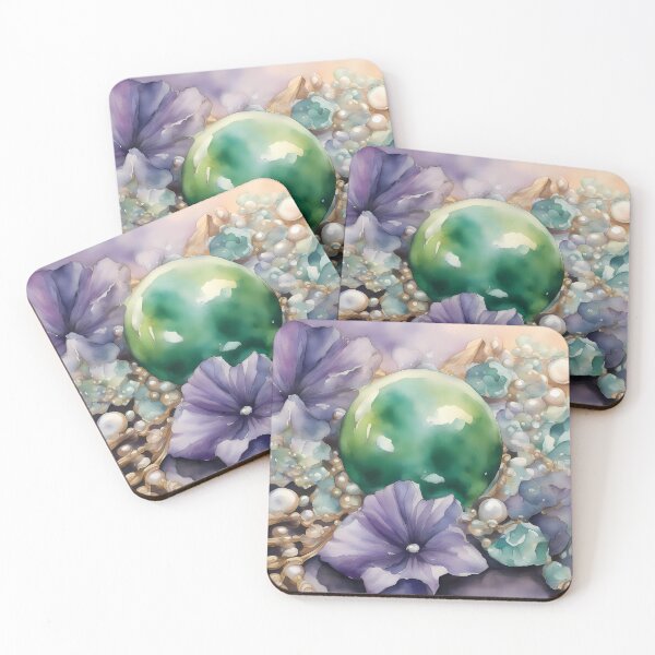 Item preview, Green Emerald and Purple Flowers designed and sold by CalmnessbyChoice.