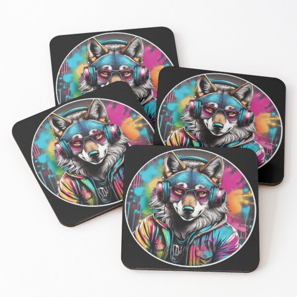 Item preview, Funky Wolf in Headphones designed and sold by Boxing Kangaroo Retail Company.