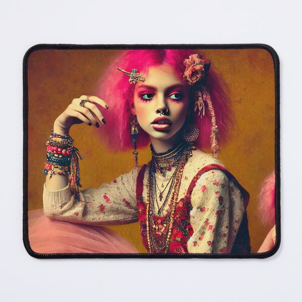 Item preview, Chica y muñeca punk vintage | Tul rosa y dije retro con muñeca designed and sold by ANIARTONLINE.