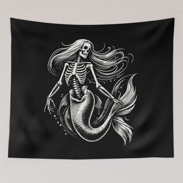 Item preview, Skeletal Mermaid Art for Halloween Vibes designed and sold by LuminOrb.