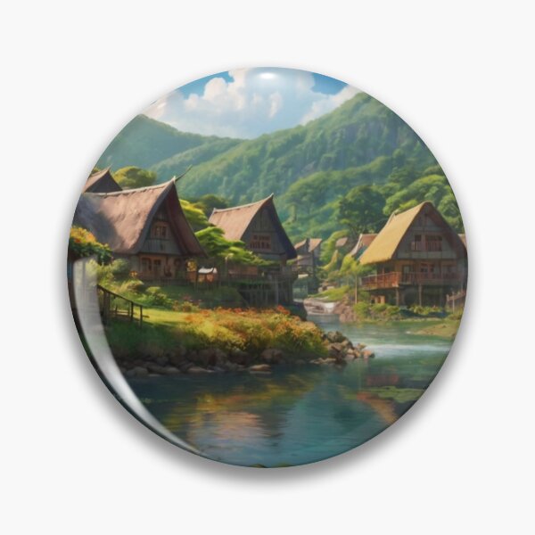 Item preview, Peaceful Village along the River’s Edge designed and sold by BlareBlare.