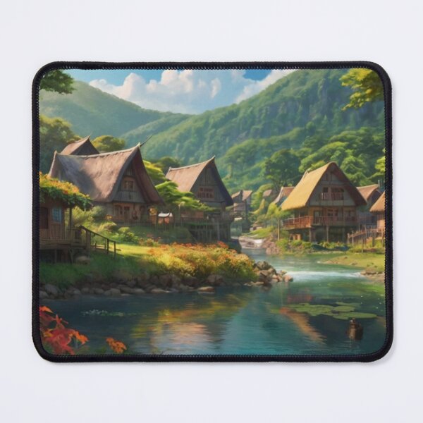 Item preview, Peaceful Village along the River’s Edge designed and sold by BlareBlare.