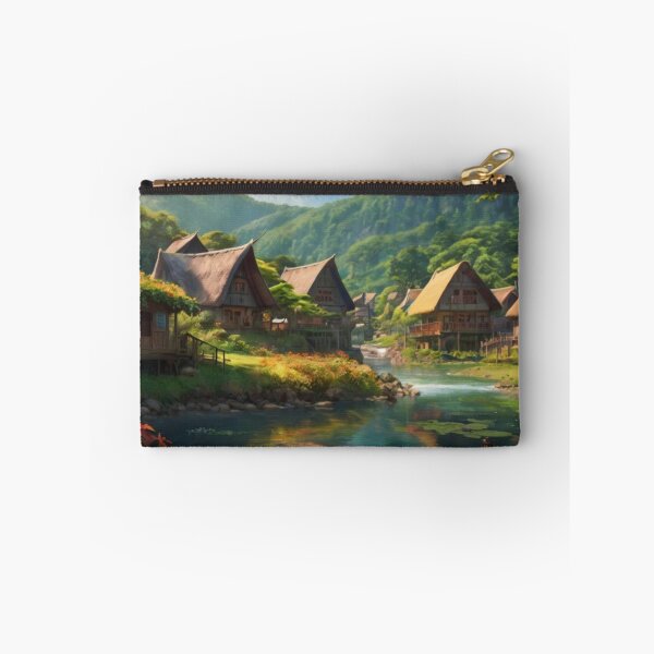 Item preview, Peaceful Village along the River’s Edge designed and sold by BlareBlare.