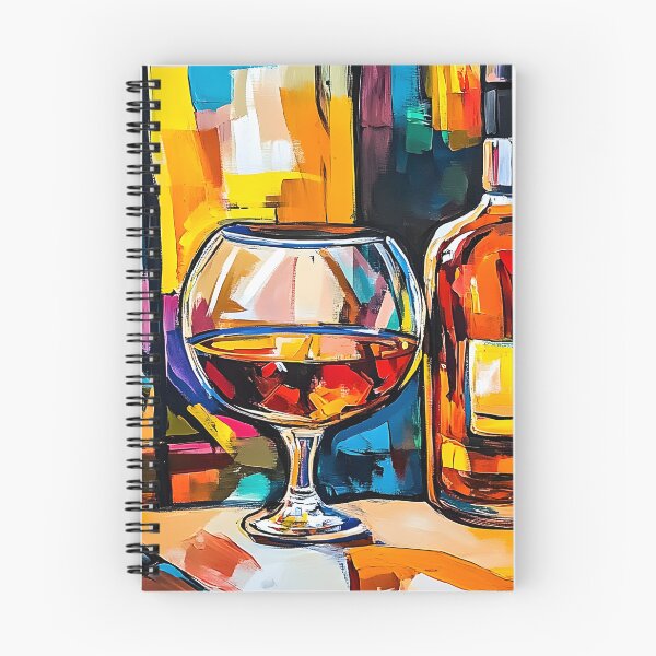 Item preview, Vibrant Abstract Scene of Brandy Bottles and Glass Surrounded by Colorful Shapes Generative AI designed and sold by OlfactoART Studio.