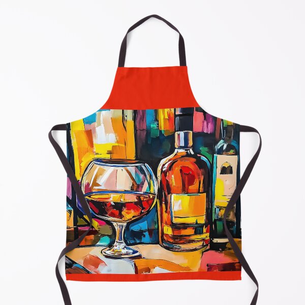 Item preview, Vibrant Abstract Scene of Brandy Bottles and Glass Surrounded by Colorful Shapes Generative AI designed and sold by OlfactoART Studio.