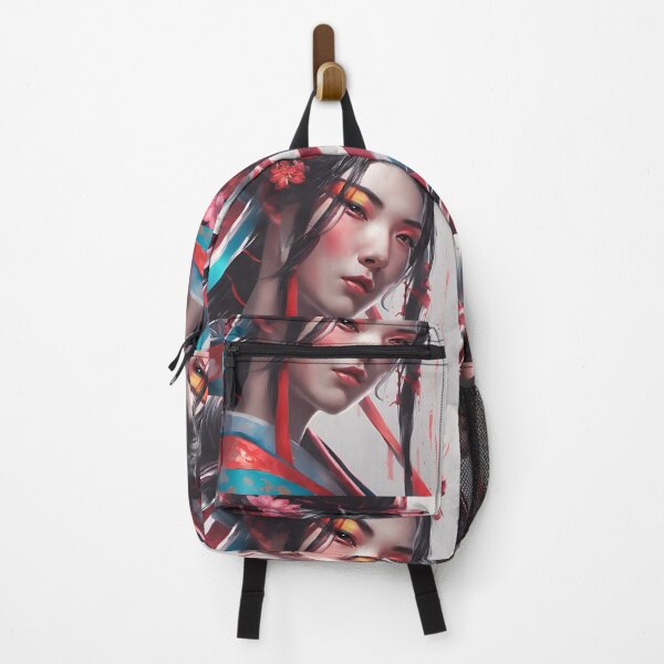 Item preview, Abstract Asian Japanese geisha with orange eyes and ribbons designed and sold by Coolparrotgirl.