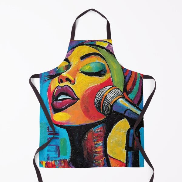 Item preview, Vibrant Portrayal of a Passionate Singer with Bold Colors and Expressive Features, Bright Makeup Generative AI Art designed and sold by OlfactoART Studio.