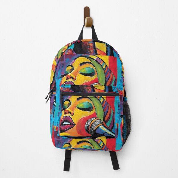 Item preview, Vibrant Portrayal of a Passionate Singer with Bold Colors and Expressive Features, Bright Makeup Generative AI Art designed and sold by OlfactoART Studio.