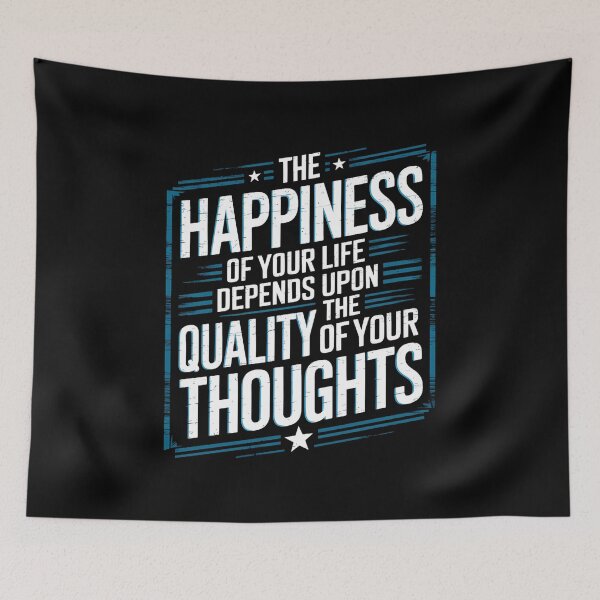 Item preview, Motivational Quote "Happiness Depends on Your Thoughts" | Inspirational Typography Design designed and sold by MystiqSlav.