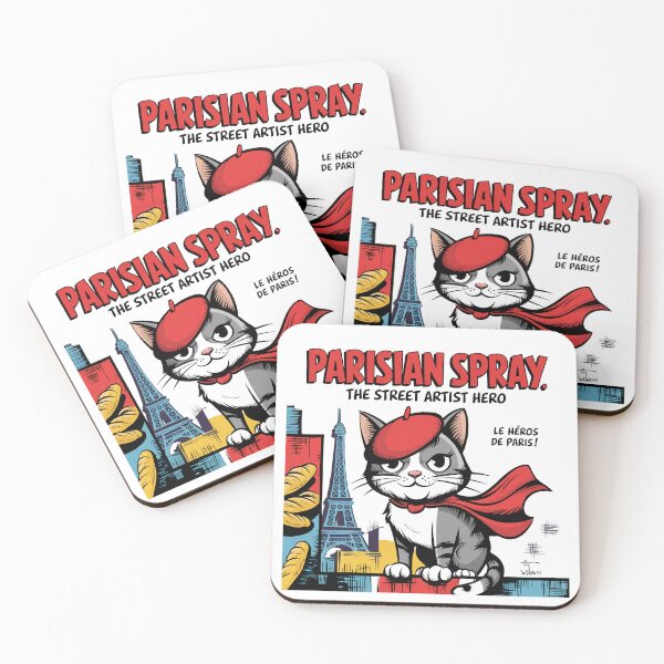 Item preview, Parisian Cat Street Art Hero - Parisian Spray designed and sold by ObjCrea123.