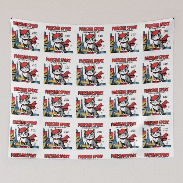 Item preview, Parisian Cat Street Art Hero - Parisian Spray designed and sold by ObjCrea123.